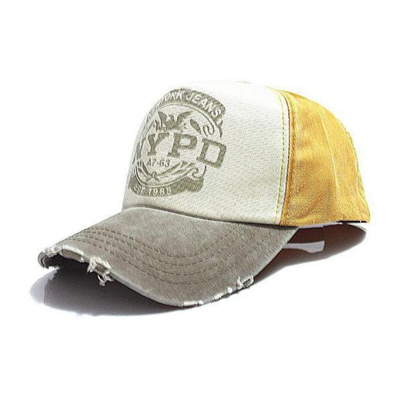 Gorra de béisbol Unisex de NYPD patrón de letras mujeres lavadas gorras de estilo antiguo hombres deporte de ocio algodón lavado gorro de hip hop CP0252: Yellow