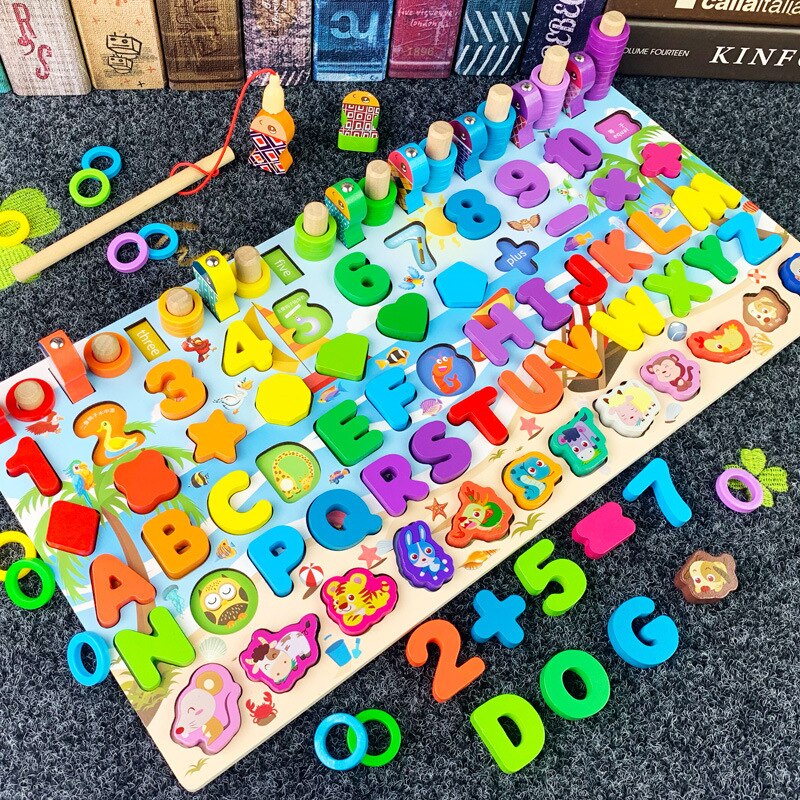 Puzzle in legno forma Sorter Board conteggio anelli impilabili pesca magnetica educazione precoce giocattoli di apprendimento per bambini di 3-6 anni: zodiac sign green