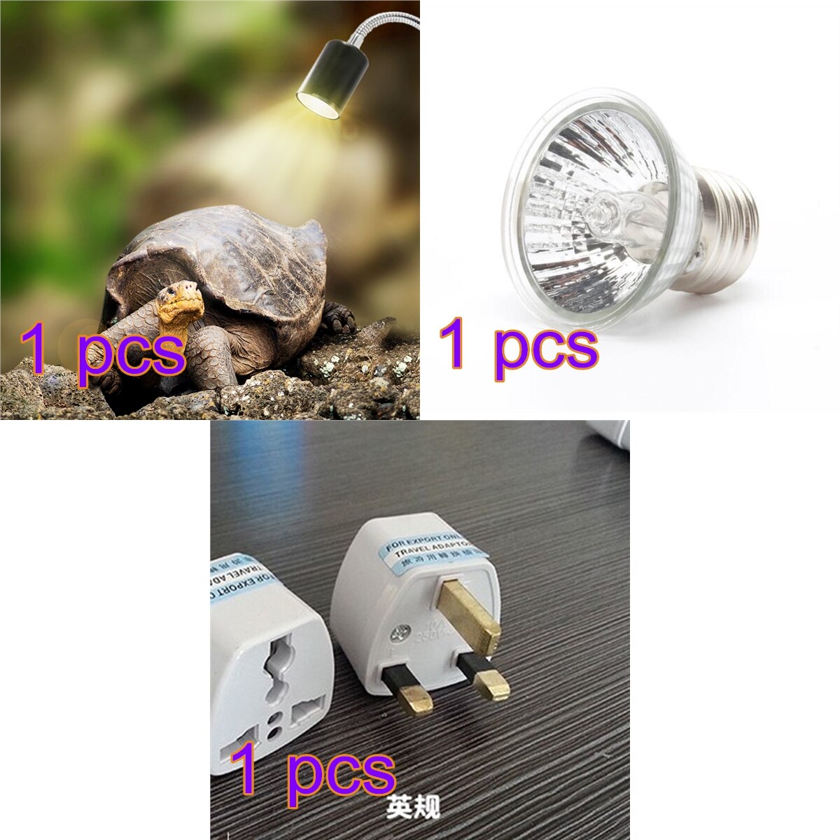 Reptile Lamp Set UVA+UVB 3.0 Lamp Clip-on Bulb Lamp Holder Thermometer Hygrometer Turtle Tortoises Basking Lamp Heat light Kit: 2