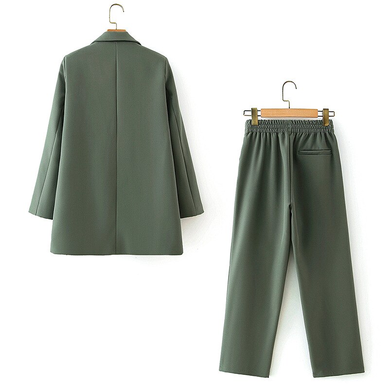 Costume pantalon OL uni pour femme, ensemble deux pièces, blazer et pantalon à bouton unique, , ensemble 2 pièces, automne