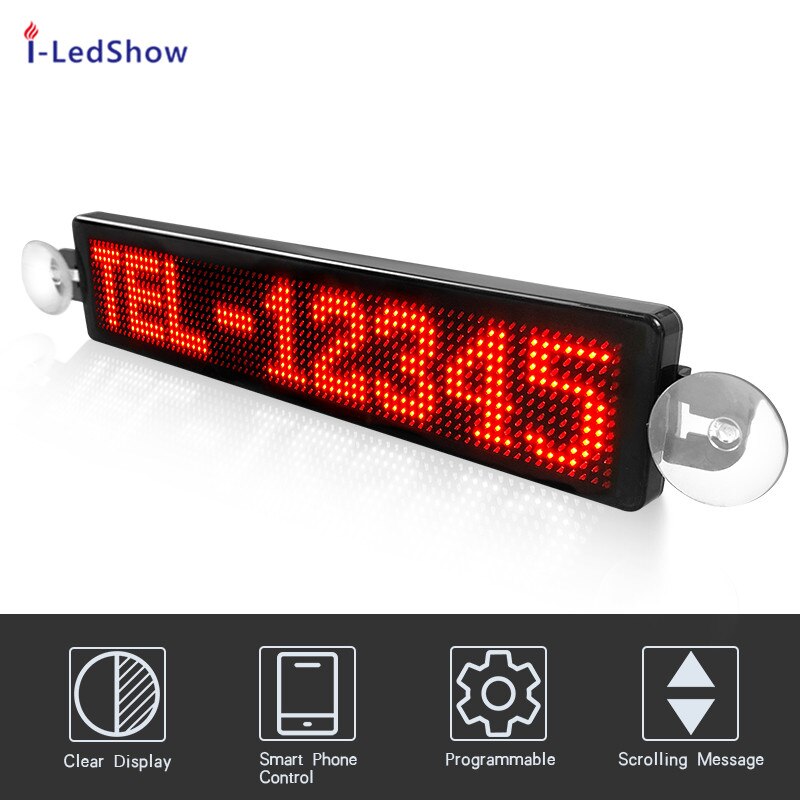 12V P5 12*72Pixels APP control LED car Signs board Car Scrolling Message Display screen multilanguage ultra-tin led disaply: Red