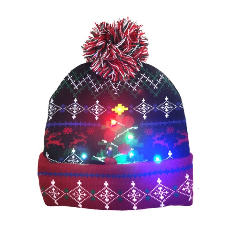 Gorro de lana de punto con luz LED de Navidad gorro de calavera destellante de Reno para de árbol DXAE: 5