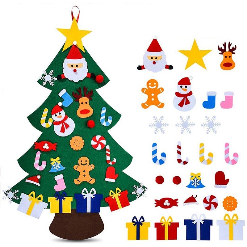 DIY Felt Christmas Tree for DIY Christmas Decorations, Wall Hanging Christmas Tree Home Decoration, for Children