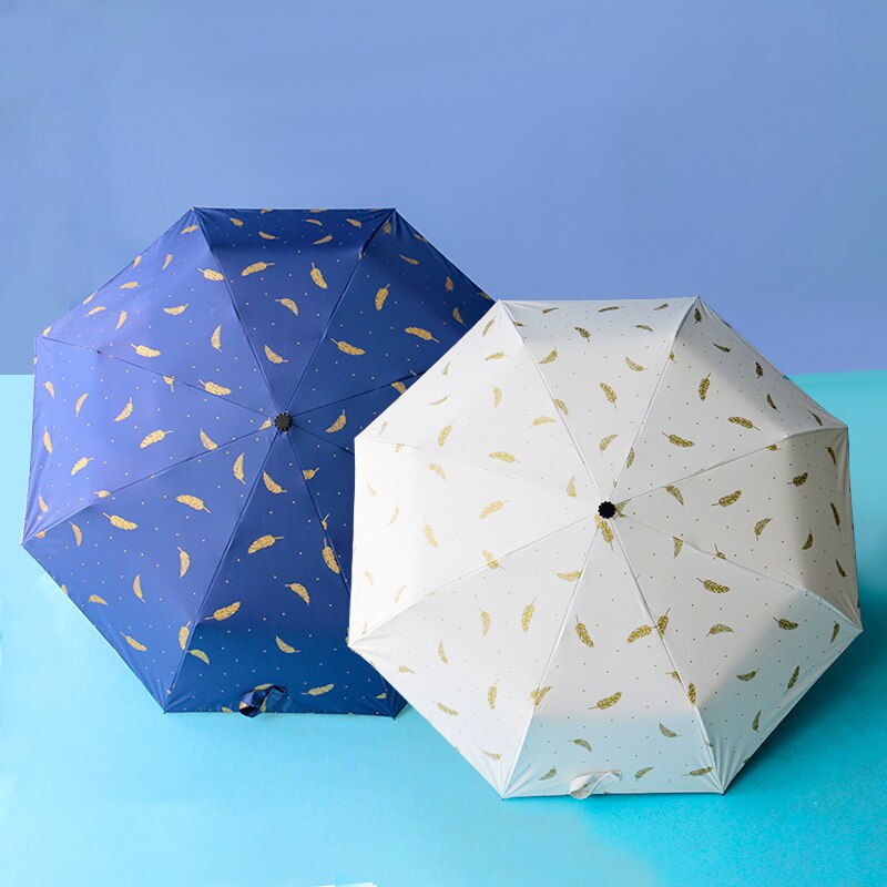 lubić deszcz kobieta składany parasol dla deszczu słońce dla dzieci mini parasole deszcz kobiet kreatywny z nadrukiem z piór anty UV parasol UBY04