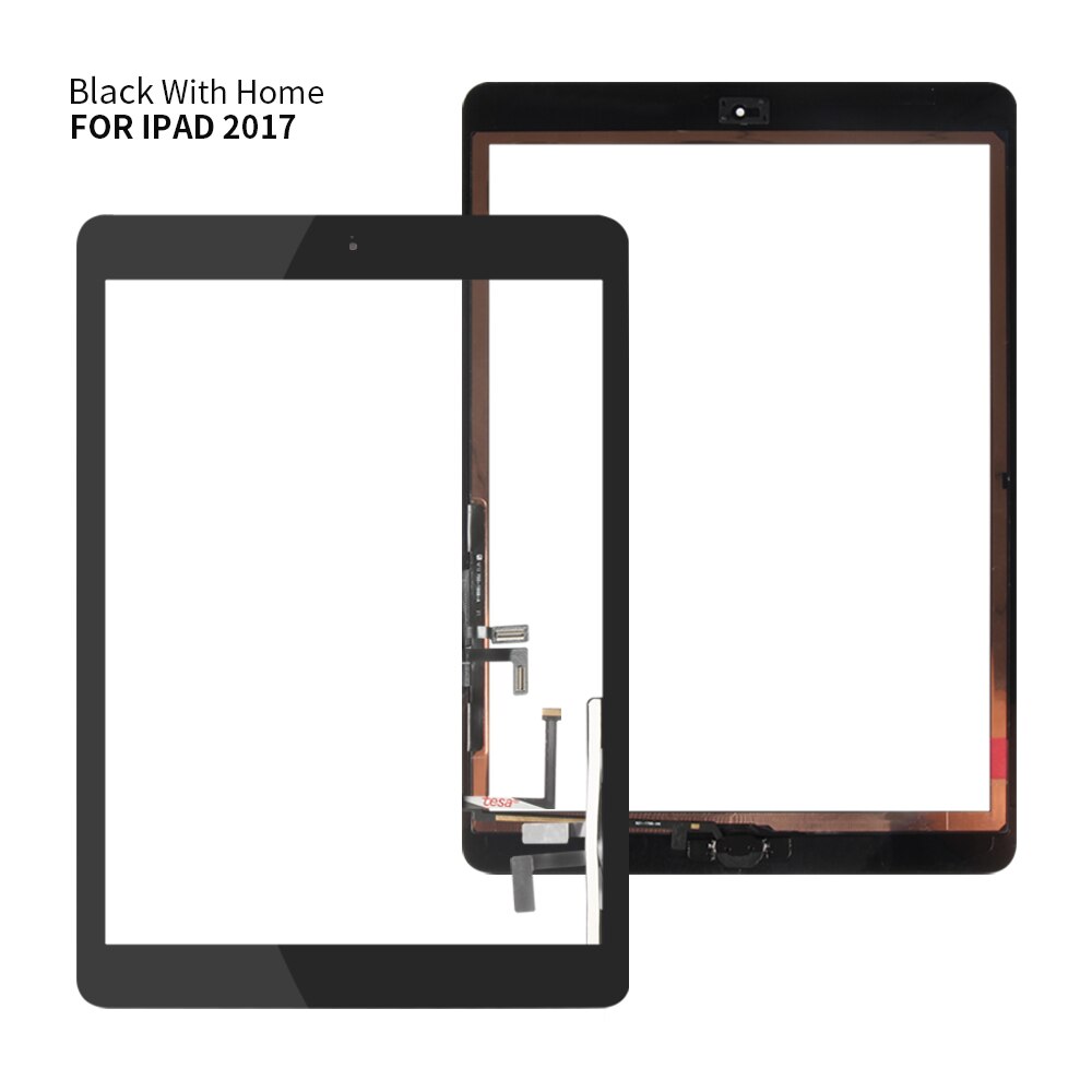 Touchscreen Voor Ipad Touch Screen Digitizer Voor Ipad 5 Ipad 9.7 A1822 A1823 Screen Glas Panel Vervanging Sensor: Black with Button