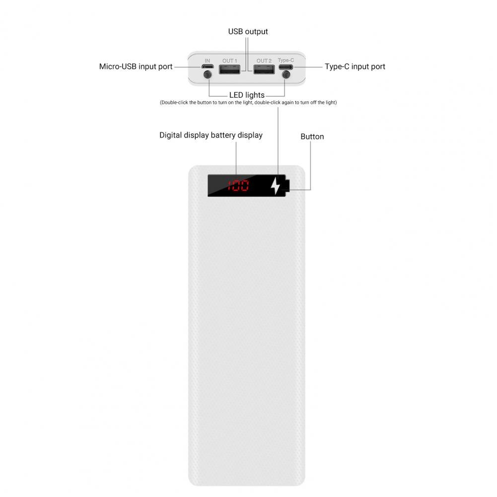 M10/L10 Power Bank Case Afneembare 10X18650 Batterij Doos Led Digitale Display Power Bank Box Smart telefoon Batterij Lader Doos