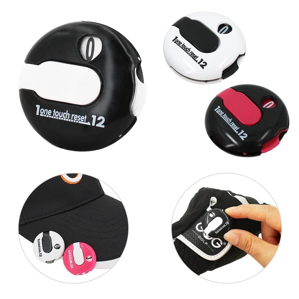 Mini Portátil Golf Stroke Counter, Fácil Reset, Até 12 Strokes, Pontuação Golf, Preto, Branco, Vermelho, Acessórios de Treinamento Golf, 1Pc