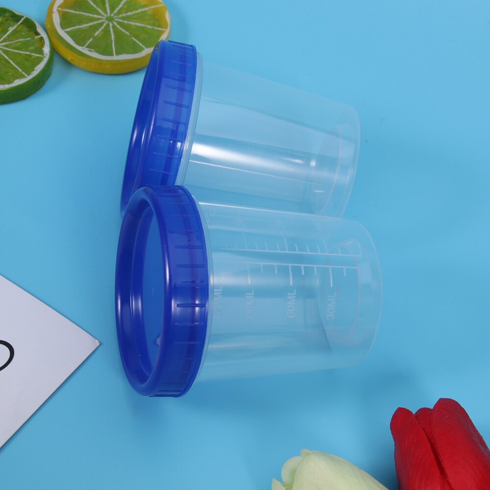 25pcs 120ml Disposable Measuring Cups with Lid Transparent Specimen Cup: As Shown 1