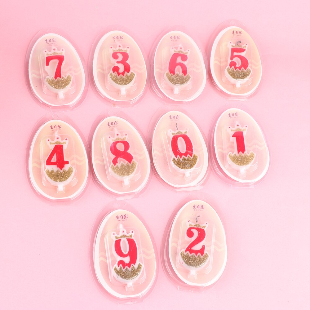 1PC 0-9 Numbers Cake Topper Birthday Wedding Digital Crown Candles Gold Red Number Party Supplies DIY Decoration for Baking