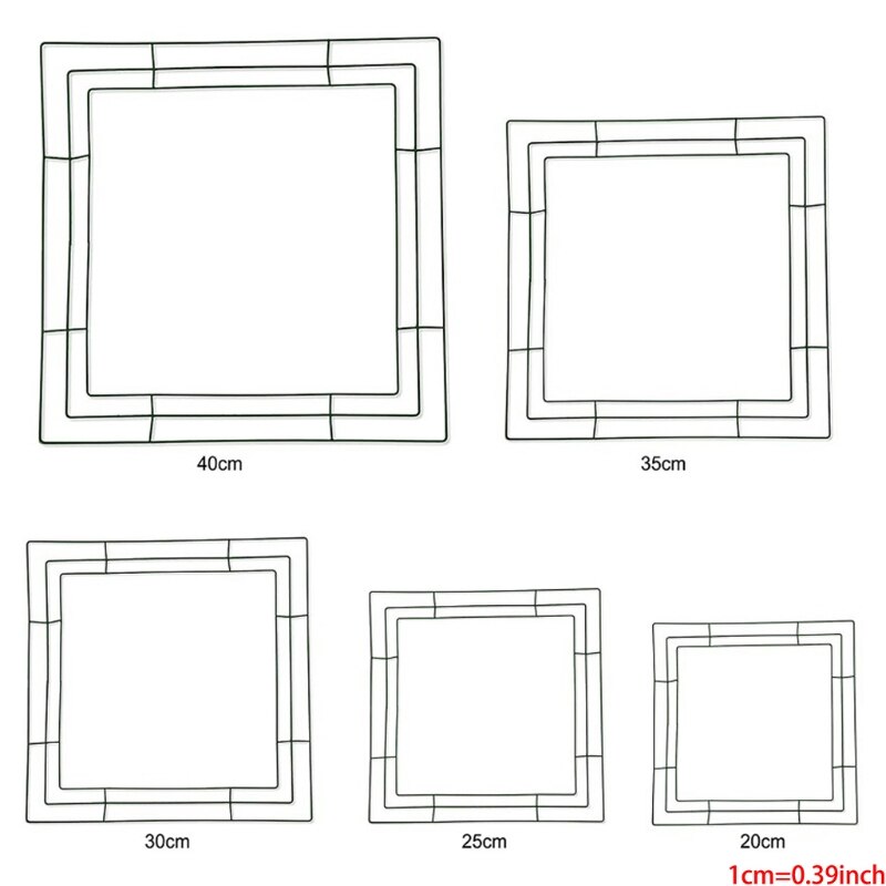 Square Metal Wreath Frame DIY Front Door Art Crafts Garland Iron Wire Hanging Ring for Christmas Wedding Decor P15F