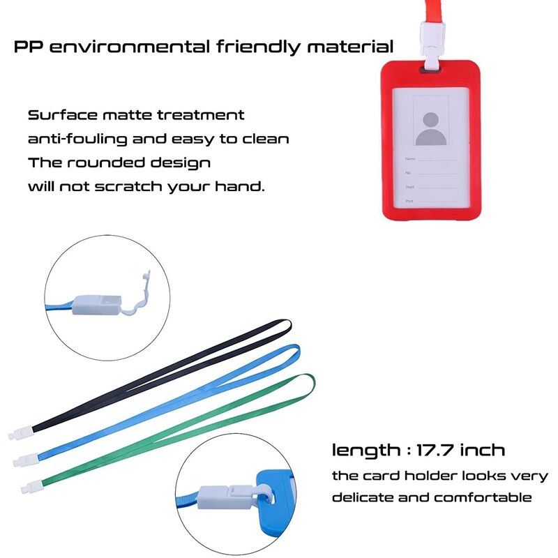 10Pc ID Holder with Neck Lanyard Strap ID Badge Holder Clear Waterproof ID Card Holder with 1 Credit Card Slot