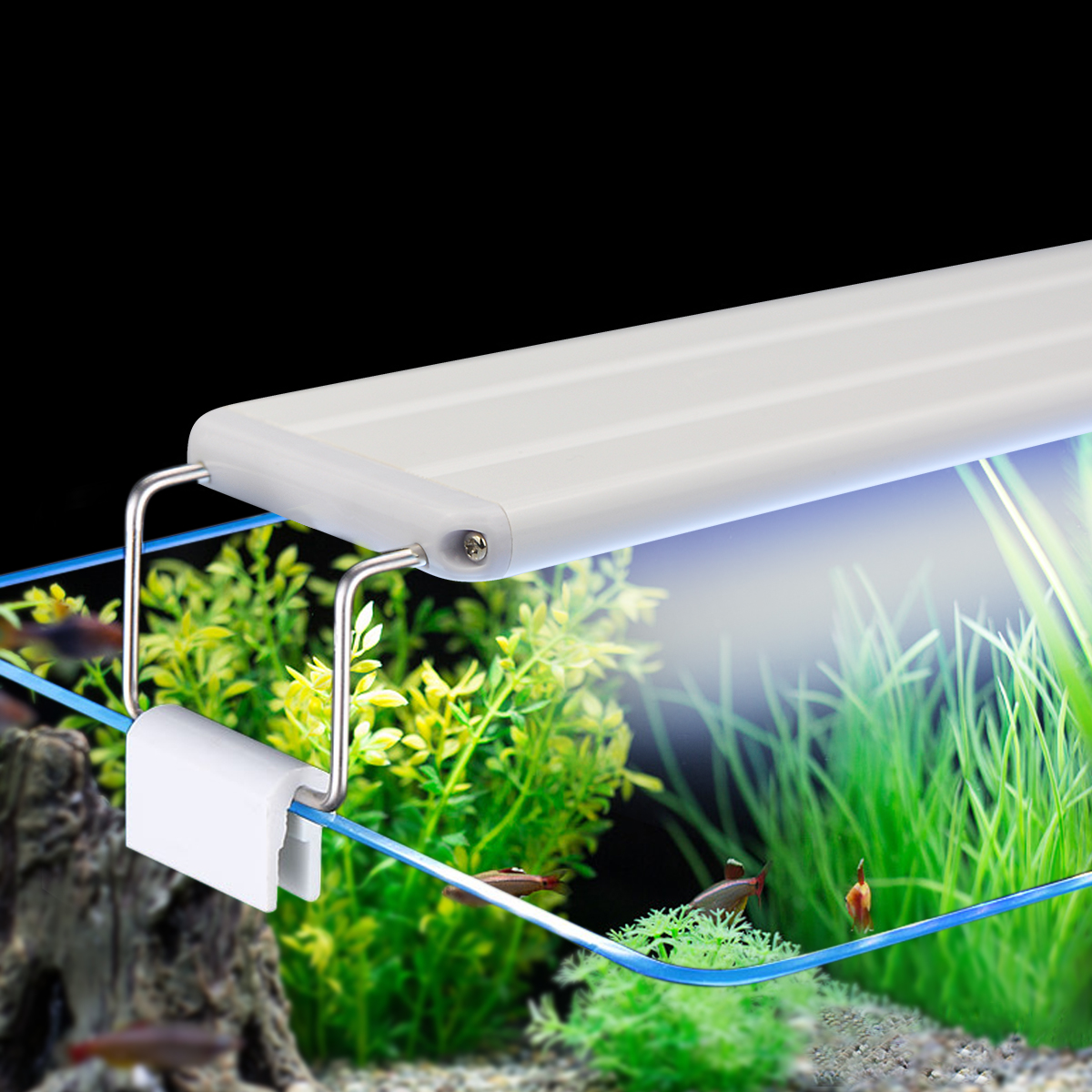 Aquarium LED Licht Super Slim Aquarium Waterplant Groeien Verlichting 220V 18-58CM Clip Lamp Blauw Wit waterplant Licht Groeien