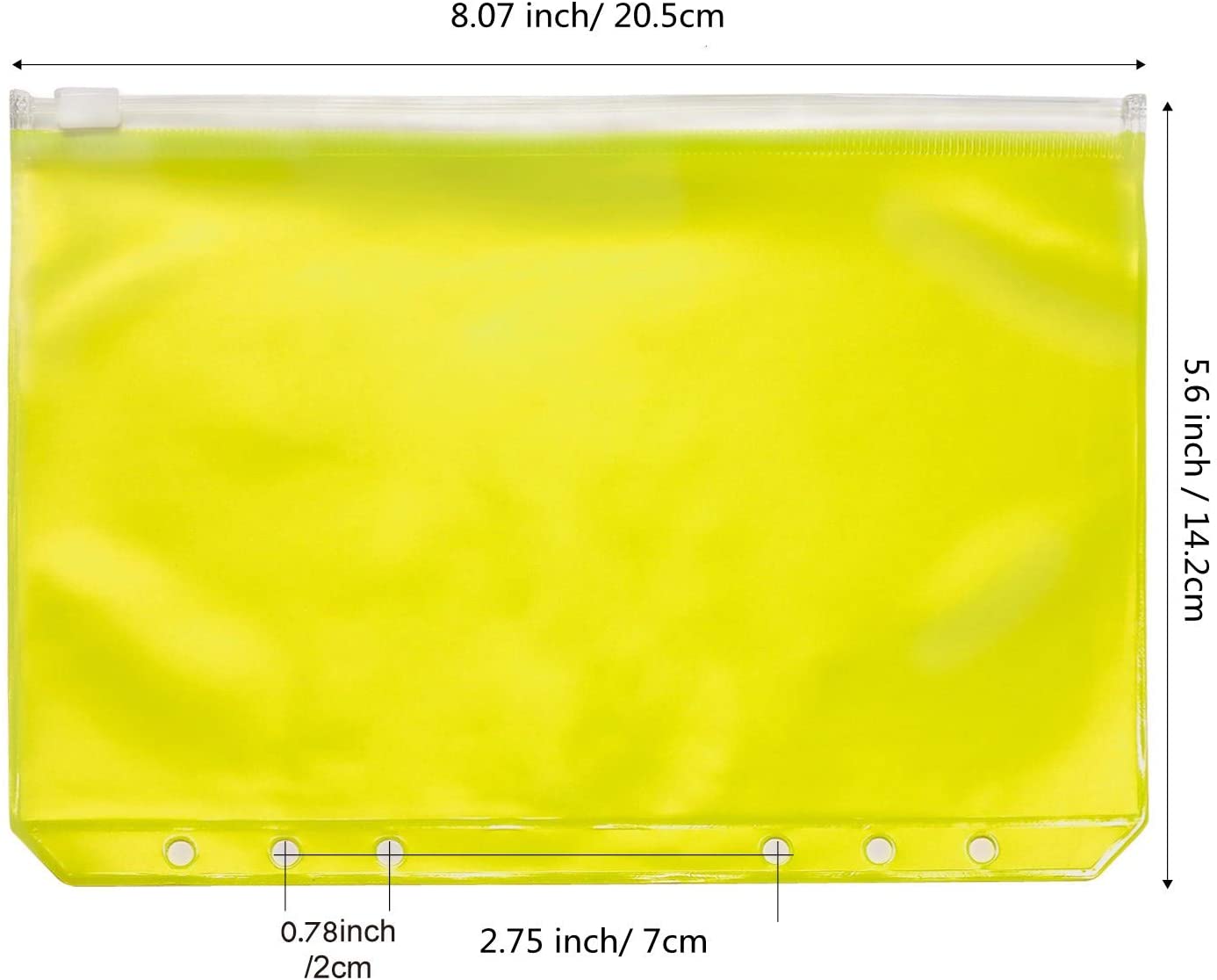 12 Pack A5 Binder Pocket 6 Holes Zipper Folders Bags For 6-Ring Notebook Loose Leaf Colorful Waterproof PVC Pouch