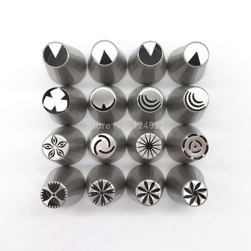 16 Stks/set Rvs Russische Tulp Icing Piping Nozzles Fondant Cake Decorating Tip Sets Gereedschap