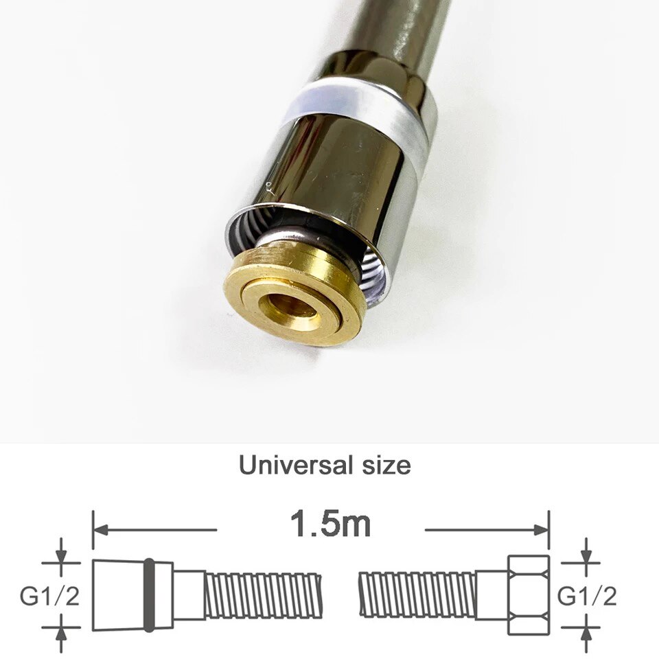 1.2-2M Gun Grey Shower Hose High Pressure PVC Faucet Handheld Shower Plumbing Accessory Flexible Hose GI/2 Universal Interface
