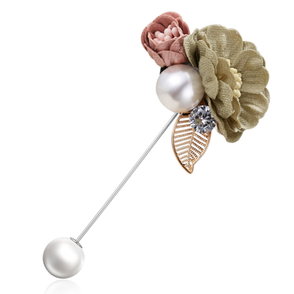 1 stycke dam tyg konst pärla tyg blomma brosch nål kofta skjorta sjal nål kappa badge smycken tillbehör