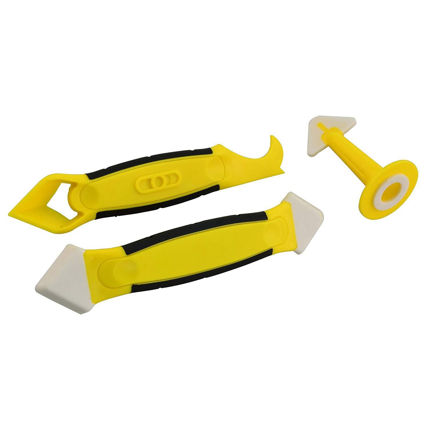 SHGO -3 Pieces Caulking Tool Kit,Yellow Silicone Sealant Finishing And Replace Removal Tool With A Caulk Nozzle