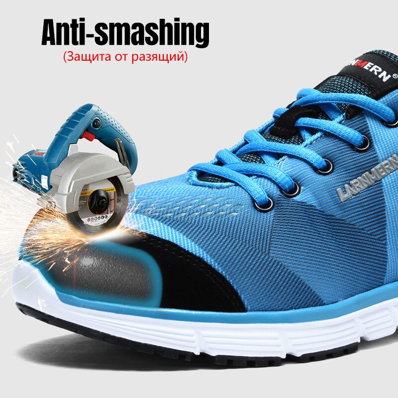 LARNMERN Men's Work Shoes Steel Toe Safety Shoes Comfortable Lightweight Anti-smashing Non-slip Construction Protective Footwear