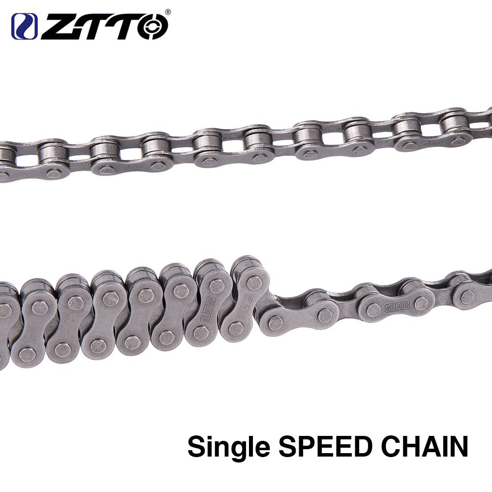 Single Speed Bicycle Chain Silver Grey Chrome Hardened Chains for Mountain Bike Road Bicycle Parts