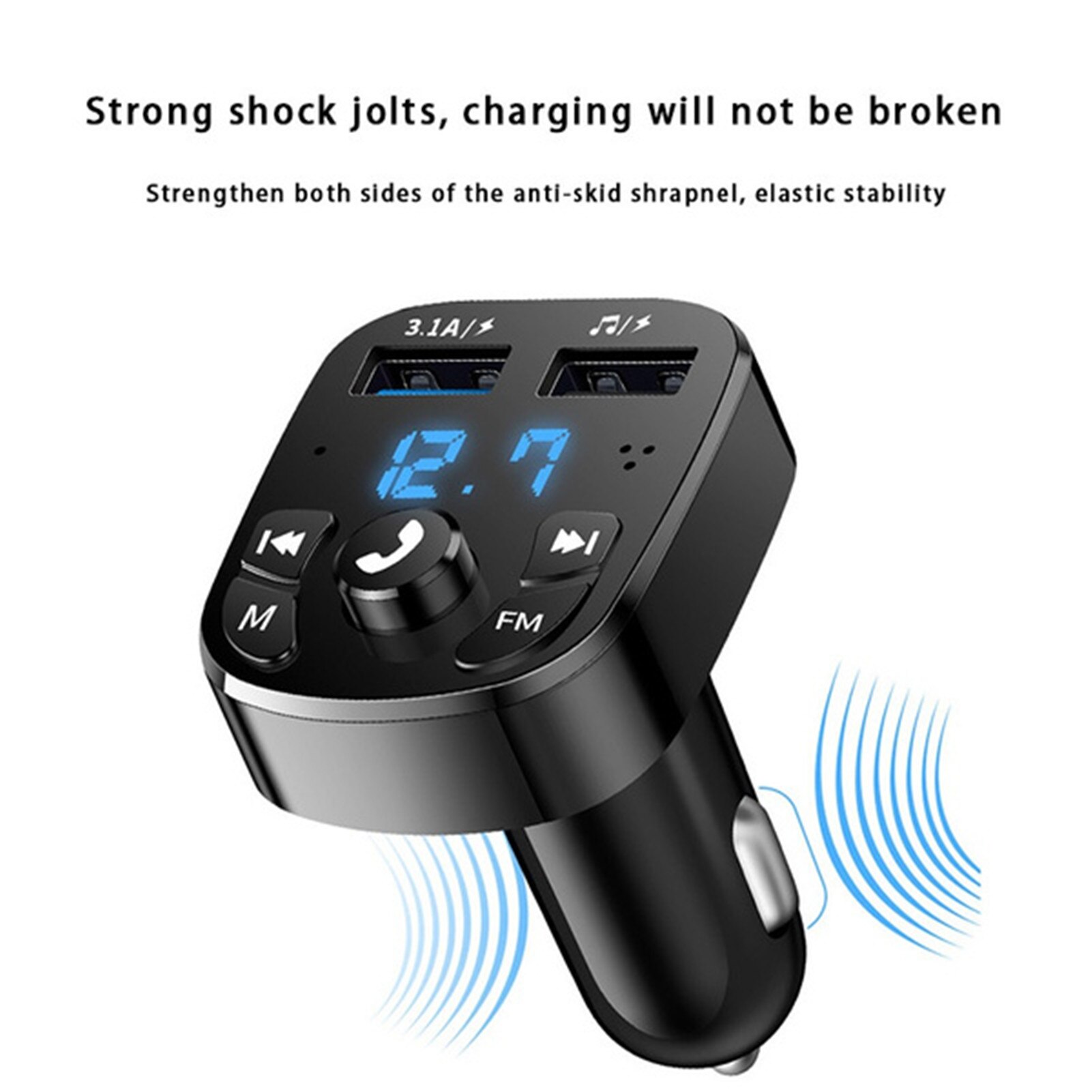 Dual Usb Bluetooth 5.0 Ontvanger Fm-zender Auto MP3 Speler Kit Quick Charger Sigaretten Aansteker Interface