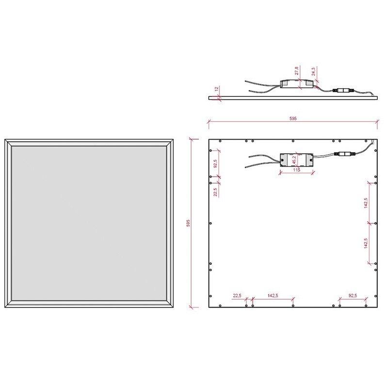 Pantalla led 60x60 48w cuadrado 4800lm