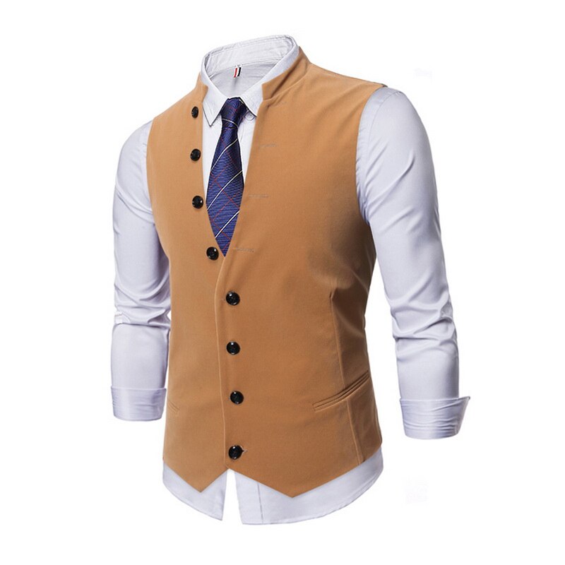 Seenimoe herre ensfarvet afslappet vest m -3xl blazerveste med flere knapper enkeltradede fritidsveste