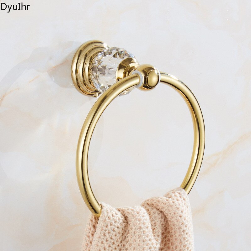 Europese Stijl Golden Crystal Handdoek Ring, Ring Handdoekenrek, Handdoek Opknoping Ring, Antieke Badkamer Handdoek Rek, badhanddoek Opknoping