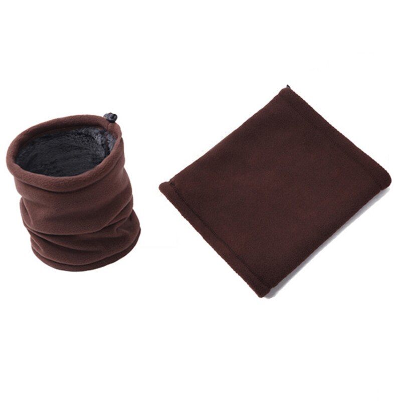 Ademende dubbellaagse fleece warme sjaal voor dames, buiten, winter, dikke nekwarmer voor heren, motorrijden, skiën, fietsen, gezichtsmasker: Koffie