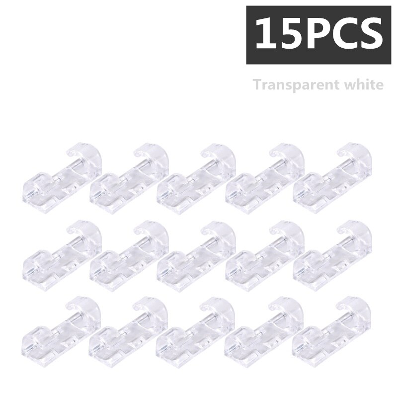 15PCS/lot Cable Organizer Clips USB Charging Cable Winder Desktop Tidy for Mouse Headphone Wire Manager Organizer Protector: 15PCS Transparent