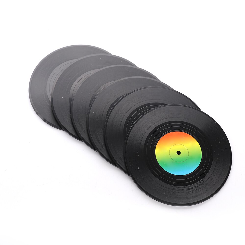 2 4 6 PCS Environmental Plastic Vinyl Record Table Placemats Simple and Mug Coaster Heat-resistant Cup Coasters: 6pcs