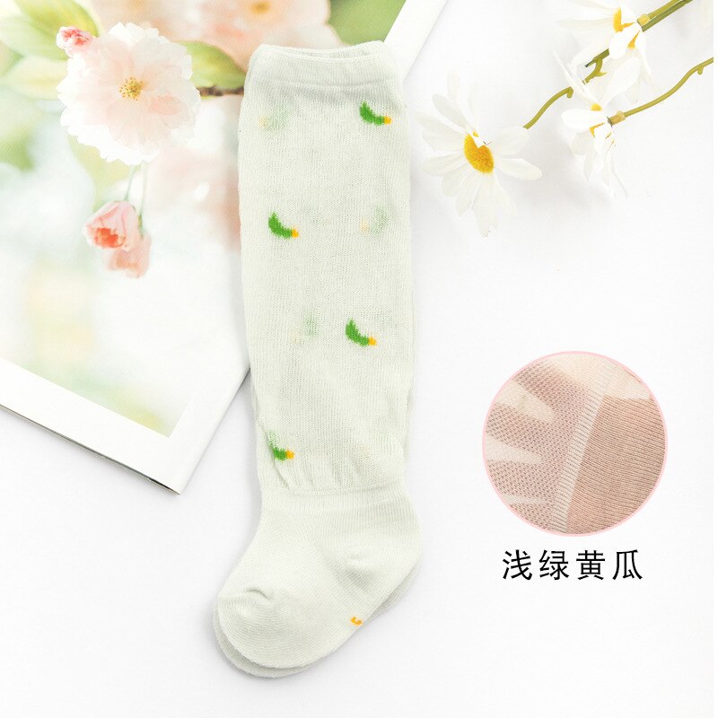 Spring Summer Baby Girl Cotton Socks Mesh Cartoon Girls Princess Socks Soft Kids Accessories High Knee Toddler Socks: Green / M 1-3Years