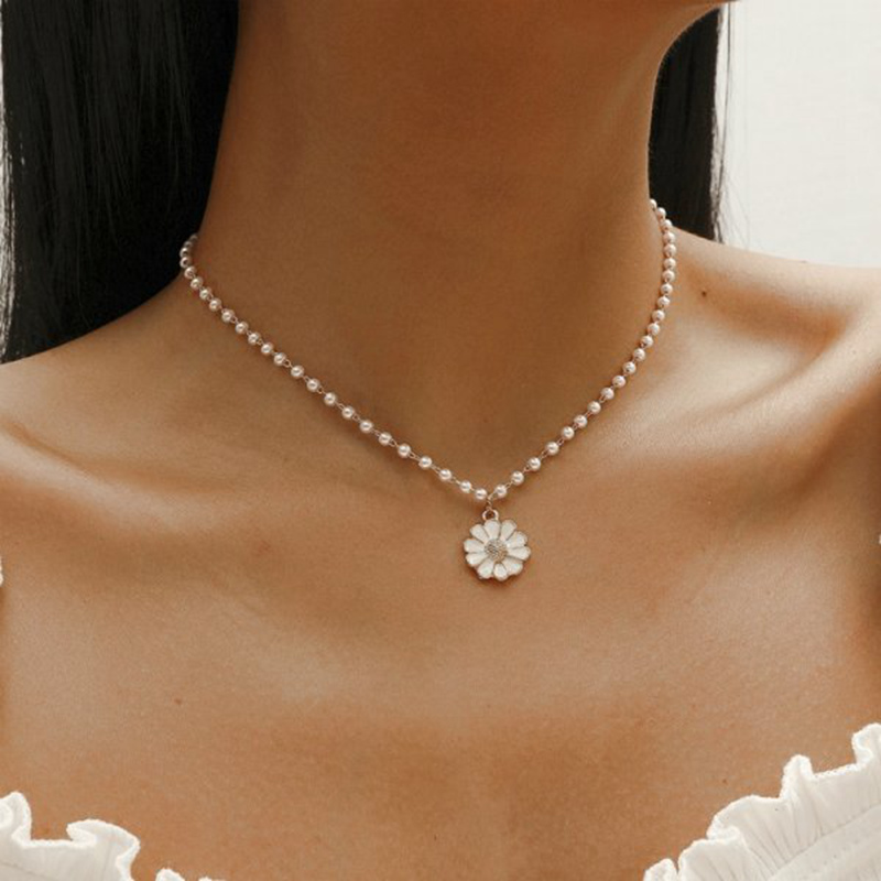 Doce margarida flor gargantilha feminino colar curto clavícula corrente esmalte festa de casamento jóias acessórios elegantes presentes: Daisy Flower 2