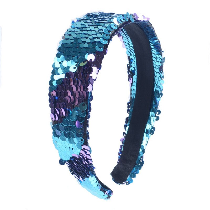 Lentejuelas sirena brillo lentejuelas deporte diademas para chicas antideslizante brillante pelo Hairband accesorios de estilo: 16