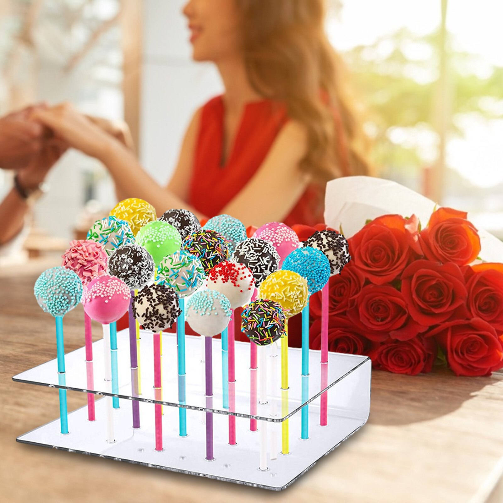 2Pcs Cake Pop Stand 20 Gat Duurzaam Acryl Lolly Houder Winkel Snoepjes Of Cake Pops Voor Wedding Party Familie evenementen