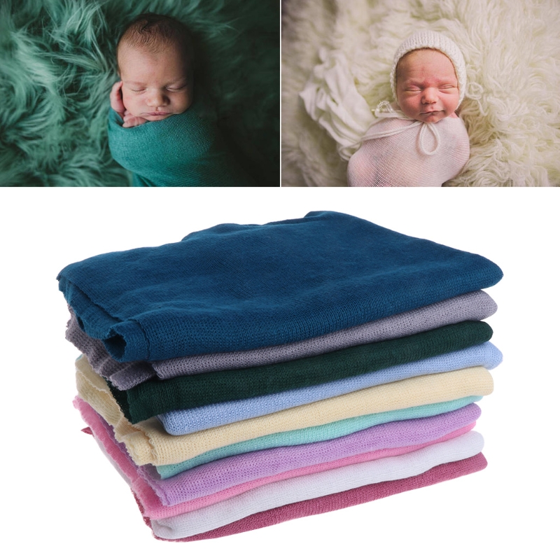 Newborn Baby Soft Knit Stretch Wraps40*150cm Baby Blanket Newborn Soft Swaddle Wrap Crochet Blankets Photo Props