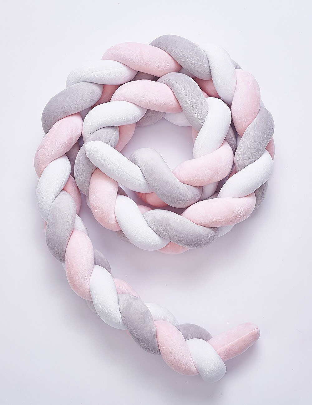 Ins woven long knotted ball pillow sofa pillow Nordic simple children's room decoration: Powder white ash