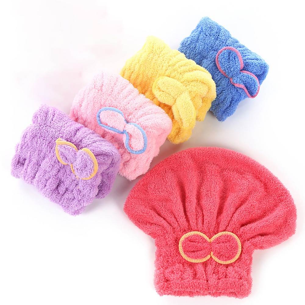 1 unidad de gorro de ducha de franela con lazo, gorro de microfibra suave para dormir, gorro absorbente para secar el cabello, bonitos accesorios de baño de salón