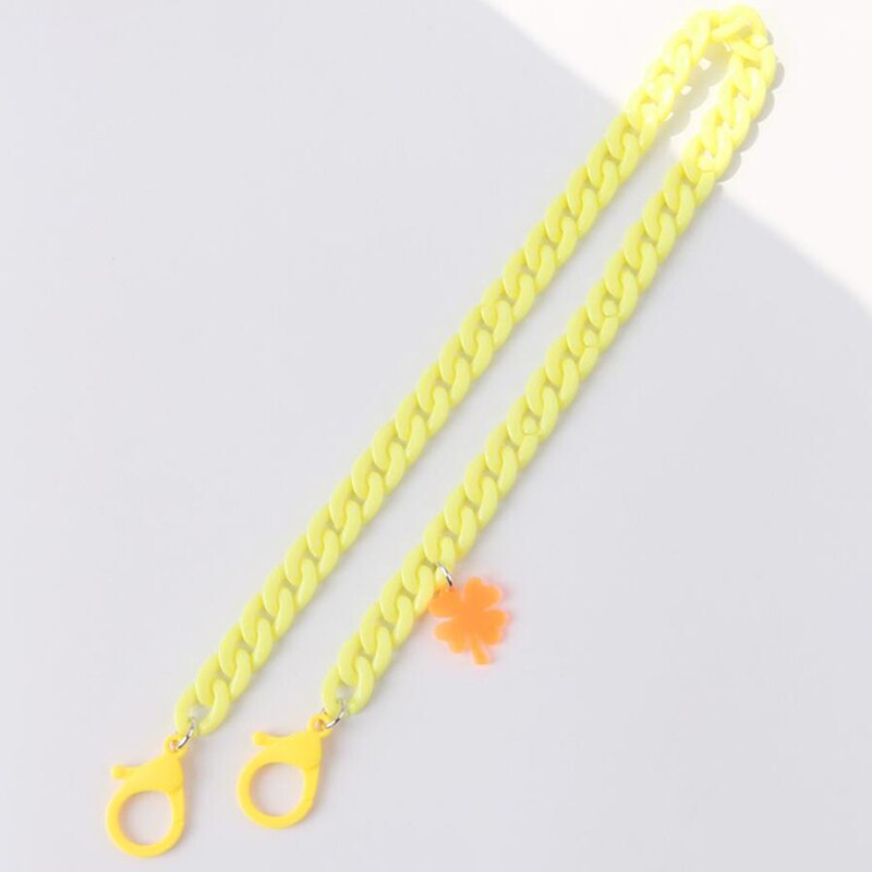 Collar de cadena antipérdida de longitud ajustable para mujer y niño, cadena para cuello, accesorios, collares de acrílico, correa de seguridad: YELLOW