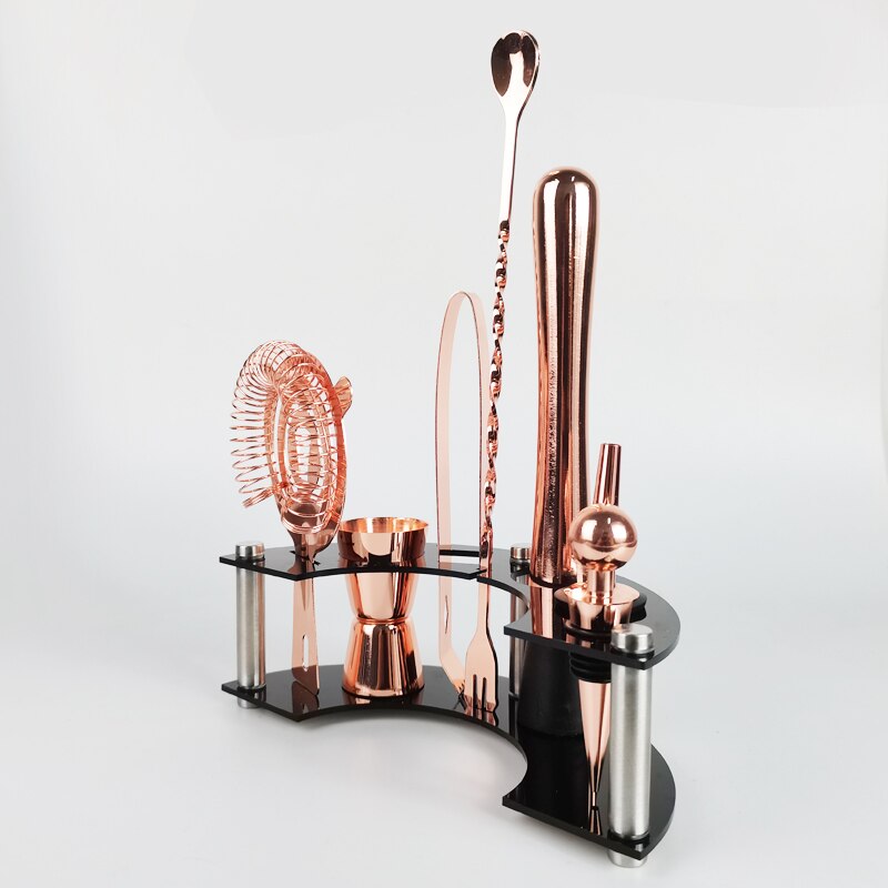 Ideal Drink Mixing Tool Kit, Bartender Kit, Bar Tool Set Cocktail Making Set with Stand Spoon Muddler Strainer Ice Tong Jigger