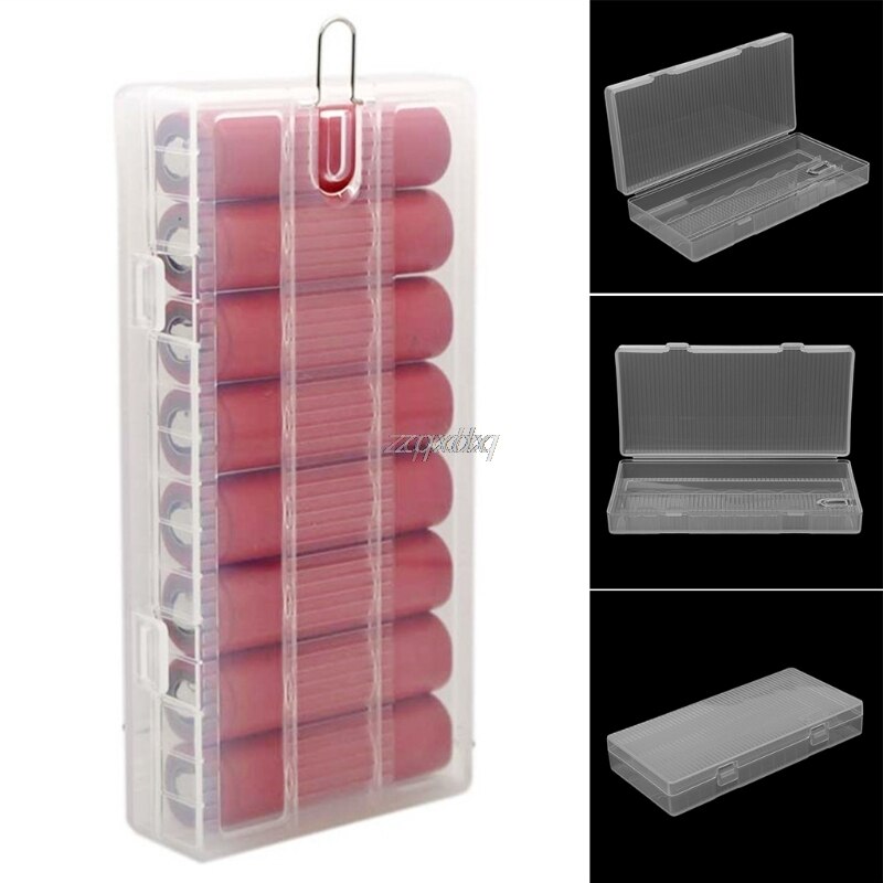 1pc 8X18650 Battery Holder Case 18650 PP Battery Storage Box with Hook Holder Transparent Strong Hard case Whosale