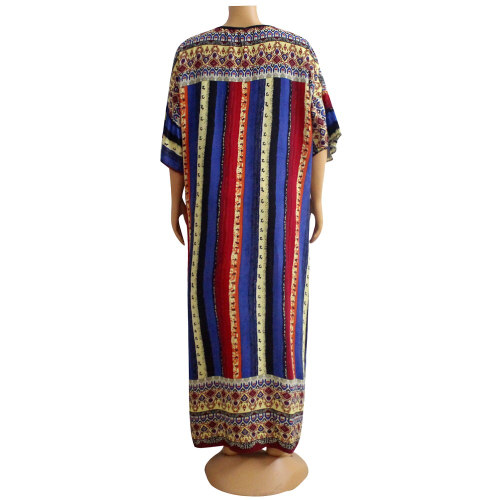 Vestidos africanos de algodón de estilo étnico para mujer, ropa e informal con estampado a rayas, Media manga acampanada, novedad de invierno de