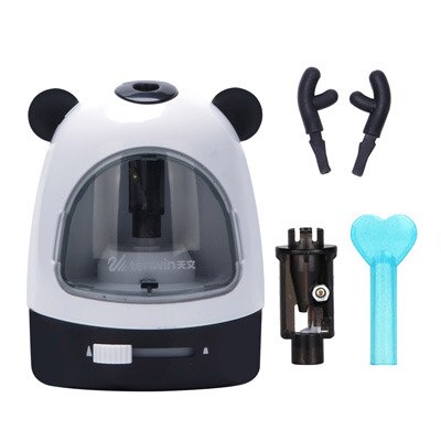 Tenwin-sacapuntas eléctrico multifunción, sacapuntas automático, sacapuntas de dibujos animados, papelería, suministros escolares: 8017-black