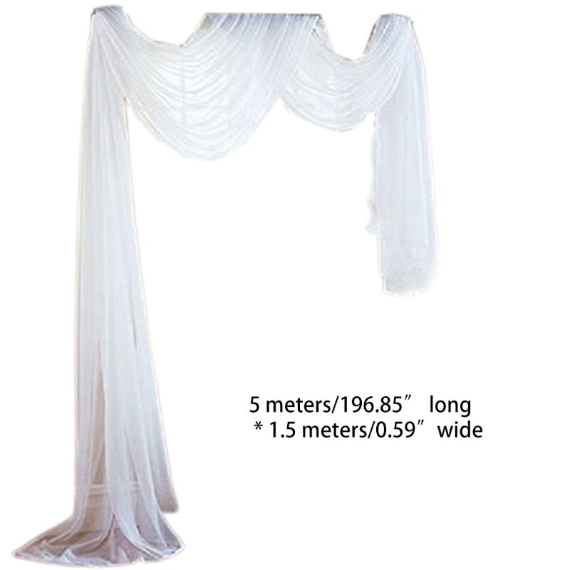 197x59 Zoll Weiß schier Baldachin Bett Vorhang Elegante Schleier Fenster Schal Deckel Volant Zeremonie Ich bin Freien Hochzeit Bogen Vorhänge b03E