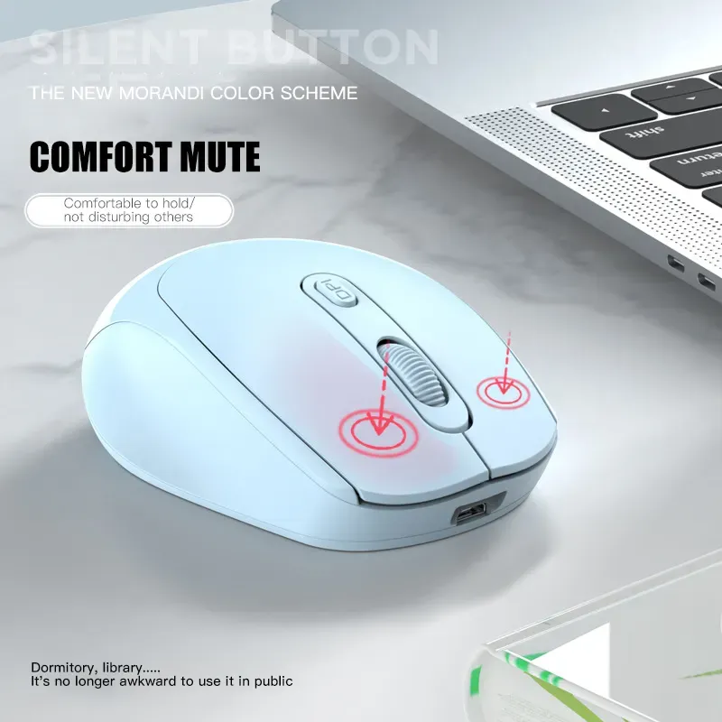 Wireless Bluetooth Mouse 2.4G Gaming Mice 1600DPI Rechargeable Mouse for Desktop Laptop USB Adapter PC Accessories