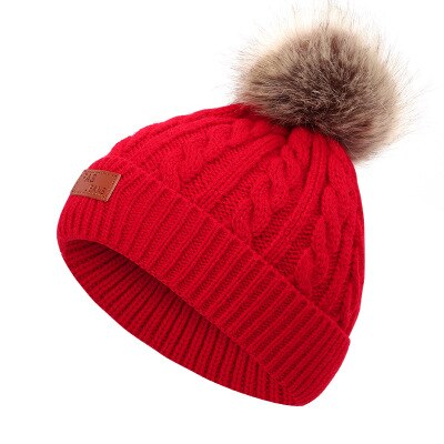 Babymutsen winter pomponmuts voor kinderen schattige gebreide muts voor meisjes jongens casual effen muts voor meisjes babymutsen: Rood