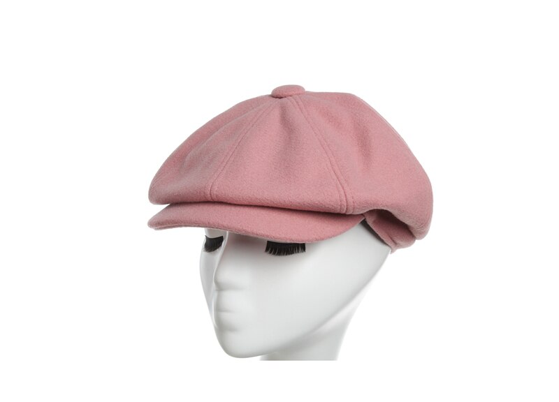 Kvinders nyhedsdreng hætte damer efterår vinter ruskind stof ottekantede hatte hatte til kvinder vinter udendørs hatte til kvinder: Lyserød