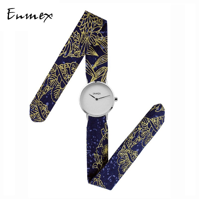 Lady simple watch Enmex strappy cotton watch MULAN style chinese Princess red-crowned crane quartz wristwatch: bflower