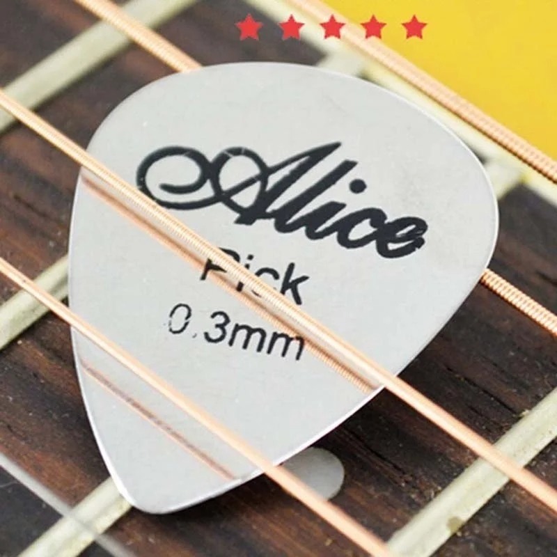 5 stks/10 stks Metalen Gitaar Pick 0.3mm Dunne Duurzaam Zilver Kleur Professionele Bas Ukelele Plectrums