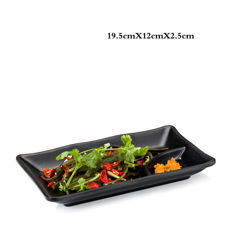 Keukengerei Set Creatieve Zwarte Food Grade Plastic Botplaat Persoonlijkheid Sushi Fruit Dessertbord Restaurant Keukenschotel