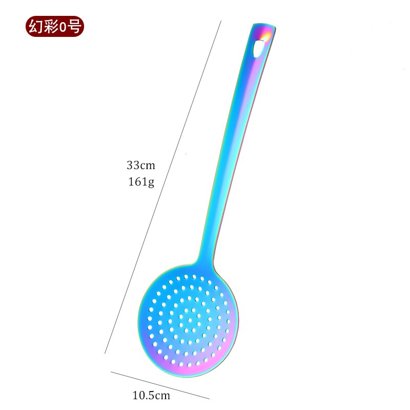 1PC Rainbow Stainless Steel Nonstick Kitchen Utensils Cooking Tool Long Serving Sets Scoop Spoon Fork Turner Ladle Cake Shovel: Dark Grey